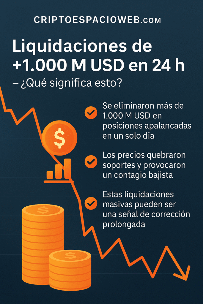 Bitcoin cae en los mercados con un gráfico en rojo que refleja la fuerte volatilidad del precio.