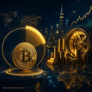 Bitcoin y reservas de valor que simbolizan riqueza digital y oferta limitada