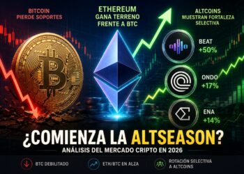 ¿Comienza la altseason? Ethereum gana terreno mientras Bitcoin pierde soportes