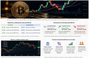 Soportes, resistencias y escenarios de Bitcoin cerca de USD 65.000